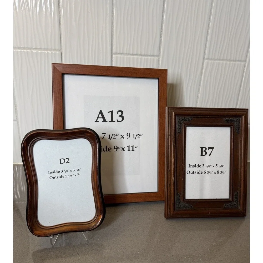 Lot of 3 Vintage Wood Wood-like Picture Frame Med-Dark Tone 8x10, 7x9 & 5x7 GUC